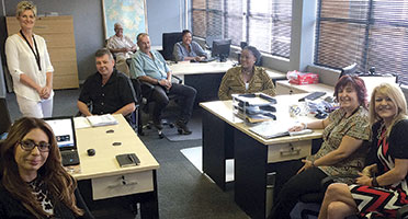 RDC sales team: Roelene Taylor - exports (bottom left), Lee-Ann Andreka - sales director (top left), Gert Venter - sales manager (seated right of Lee-Ann) and the rest of the Johannesburg sales team.